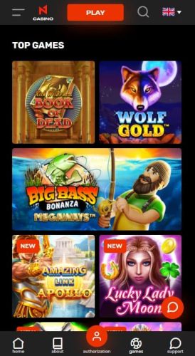 N1Bet Casino App interface